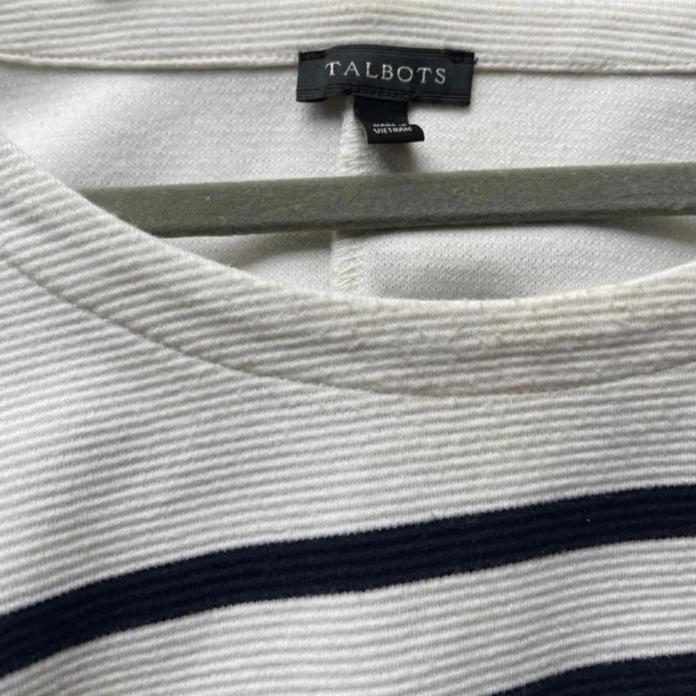 Talbots‎ Pullover Top, Cream/Navy/Yellow, Size L blue and yellow stripe
